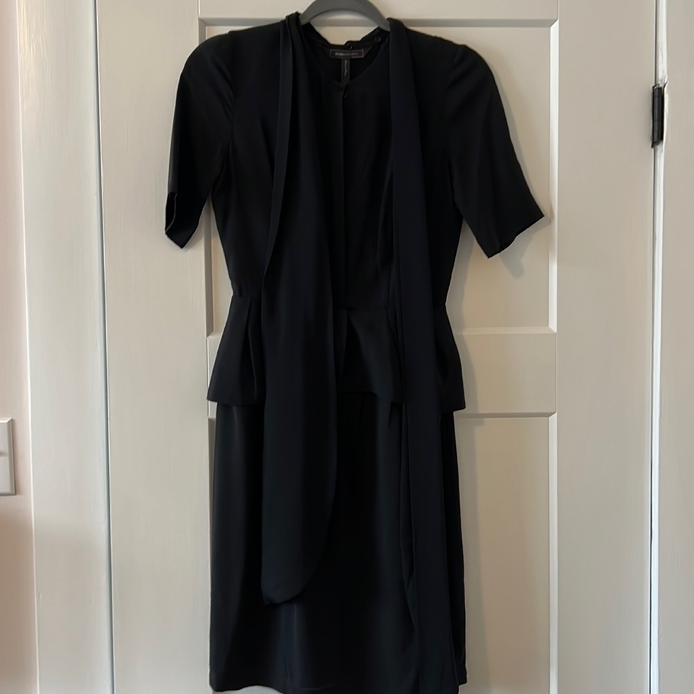 BCBGMaxAzria Black Tie-Neck Sheath Dress